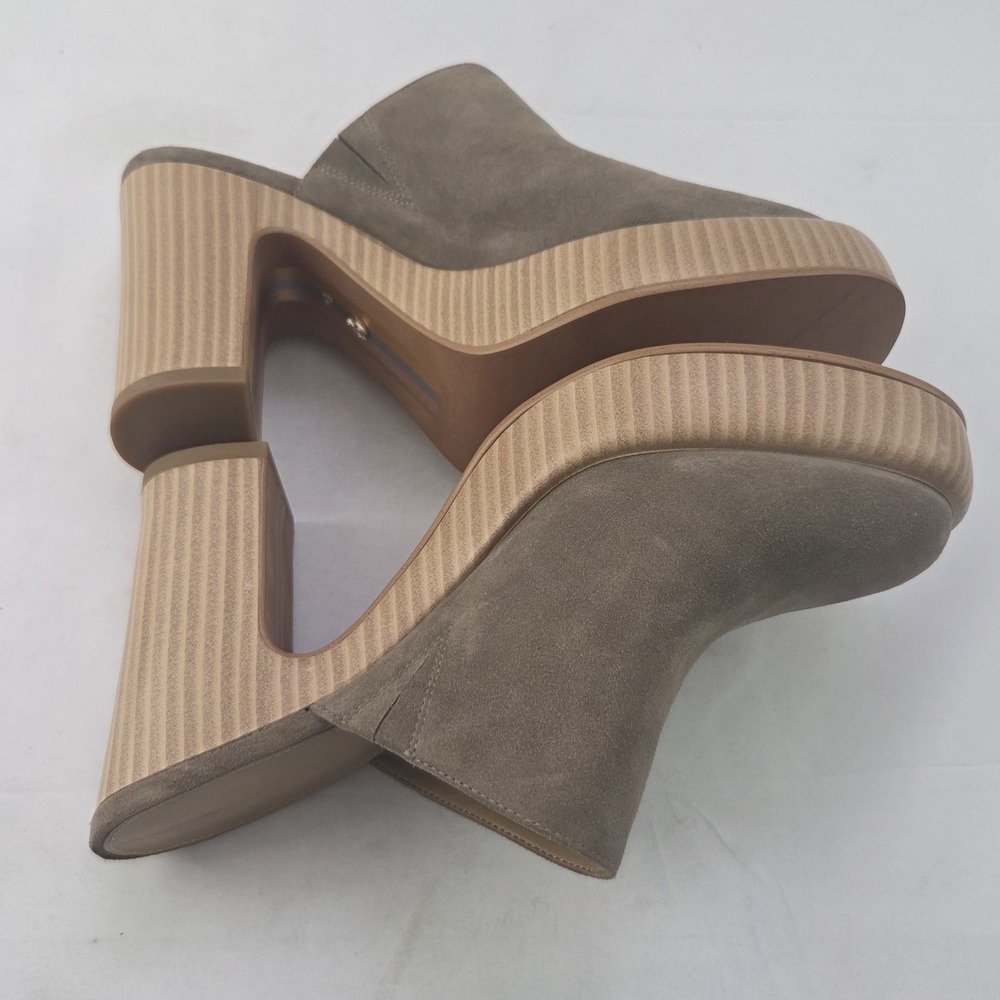 Sam Edelman Mule Clogs Womens Size 8.5 Taupe Suede Block Heel Slip On Shoes - Picture 6 of 8